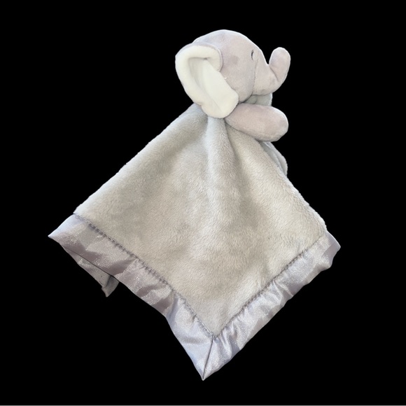 Carters Gray Elephant Security Blanket Plush Lovey Soft Satin Trim Baby Toy Grey - Picture 5 of 7